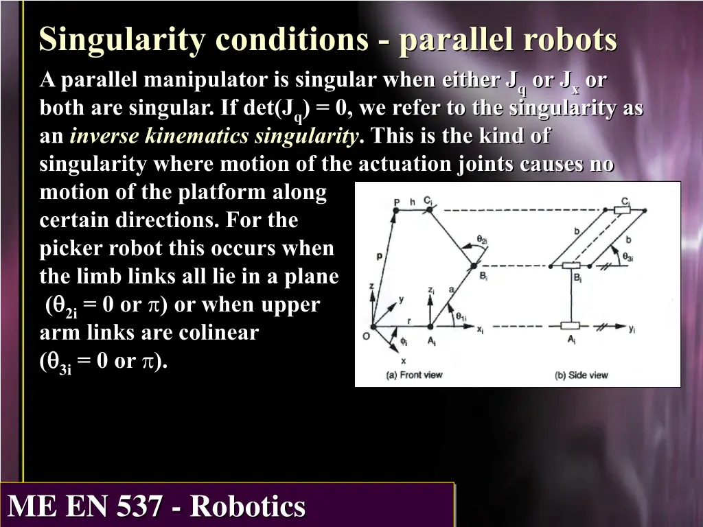 singularity conditions parallel robots a parallel
