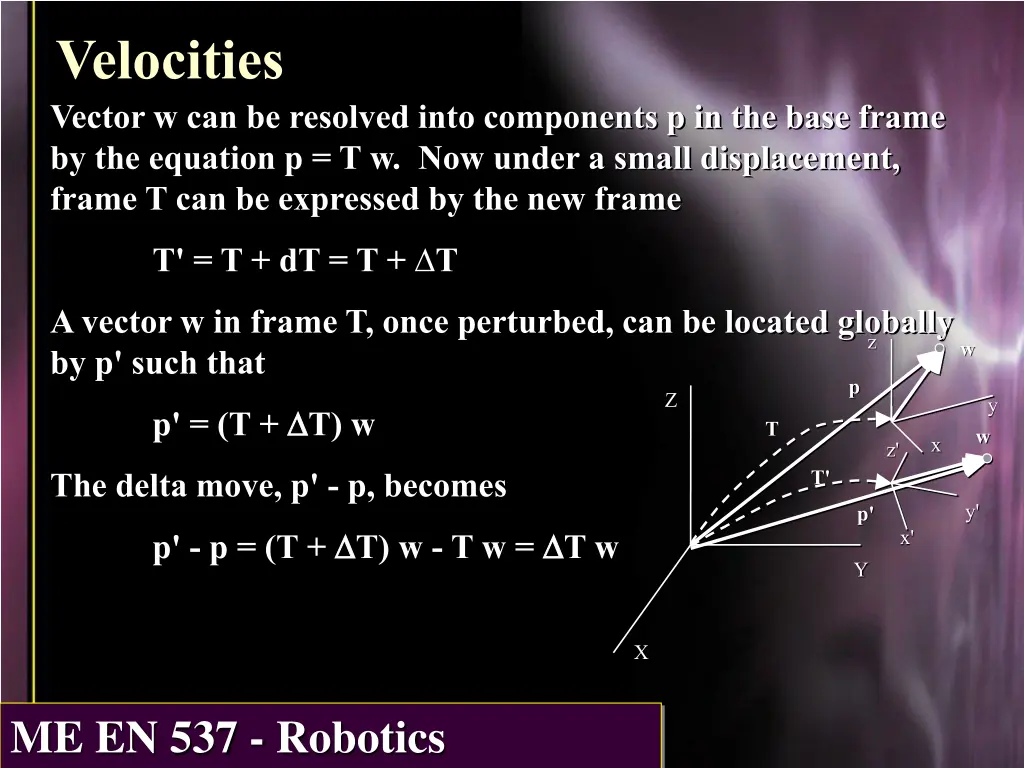 velocities vector w can be resolved into