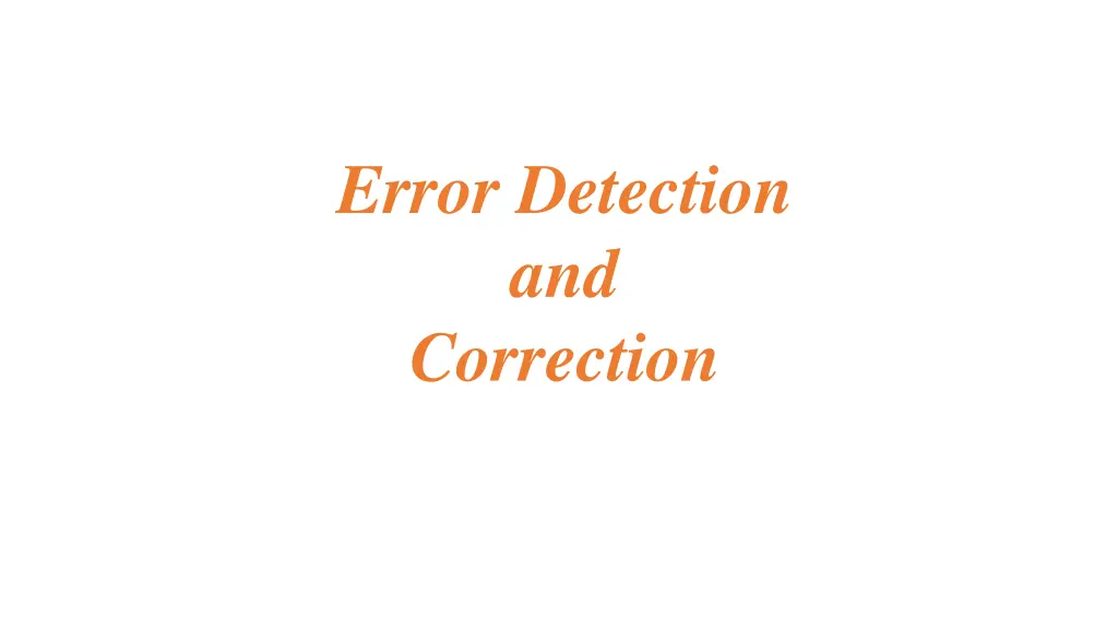 error detection and correction