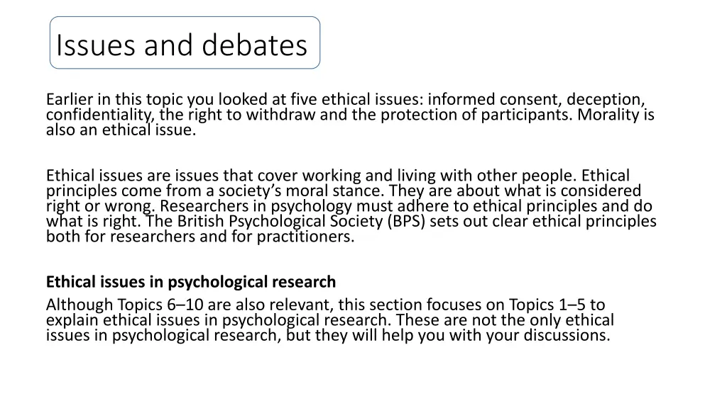issues and debates