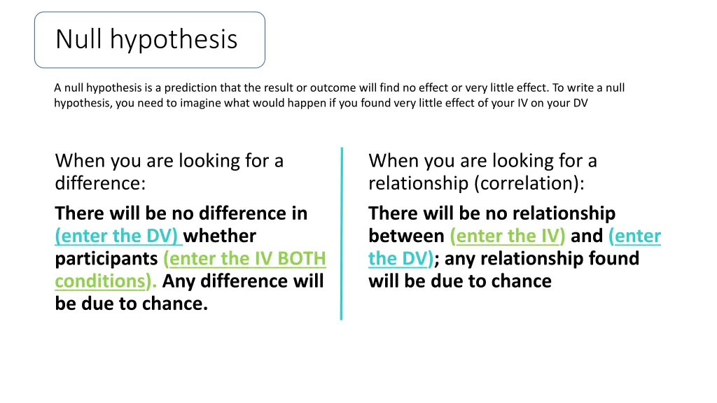 null hypothesis