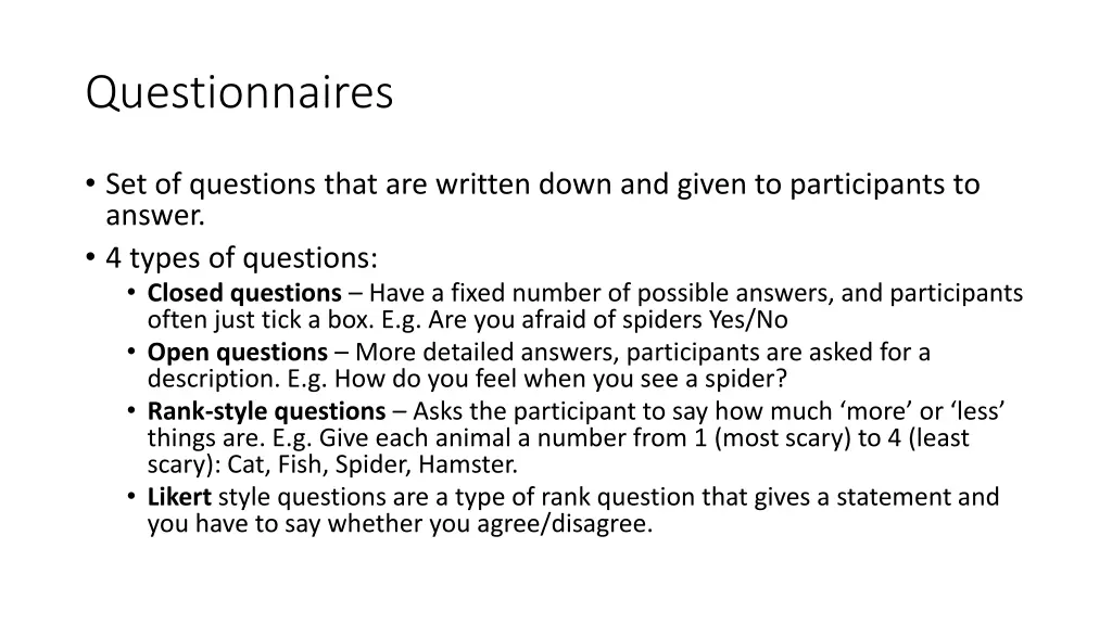 questionnaires 1