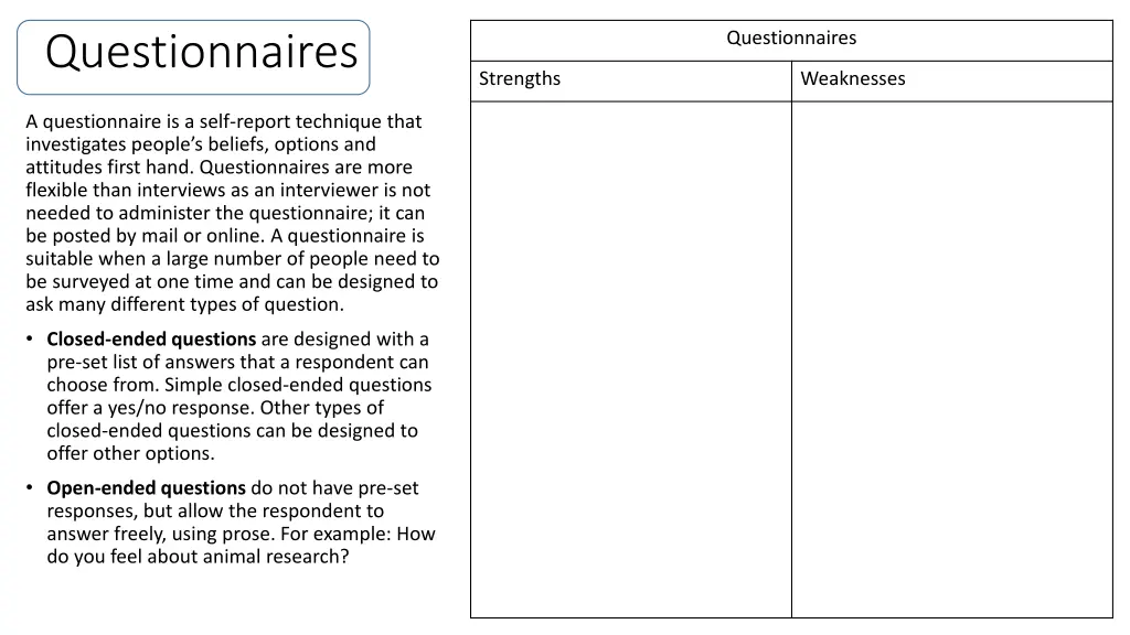questionnaires