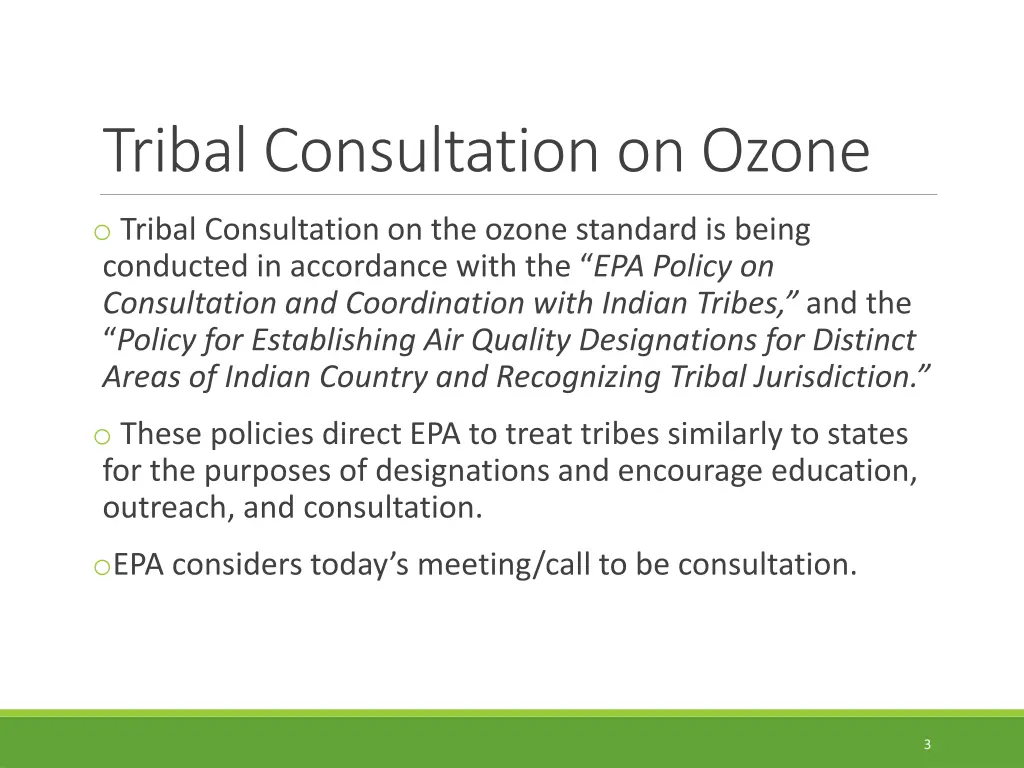 tribal consultation on ozone