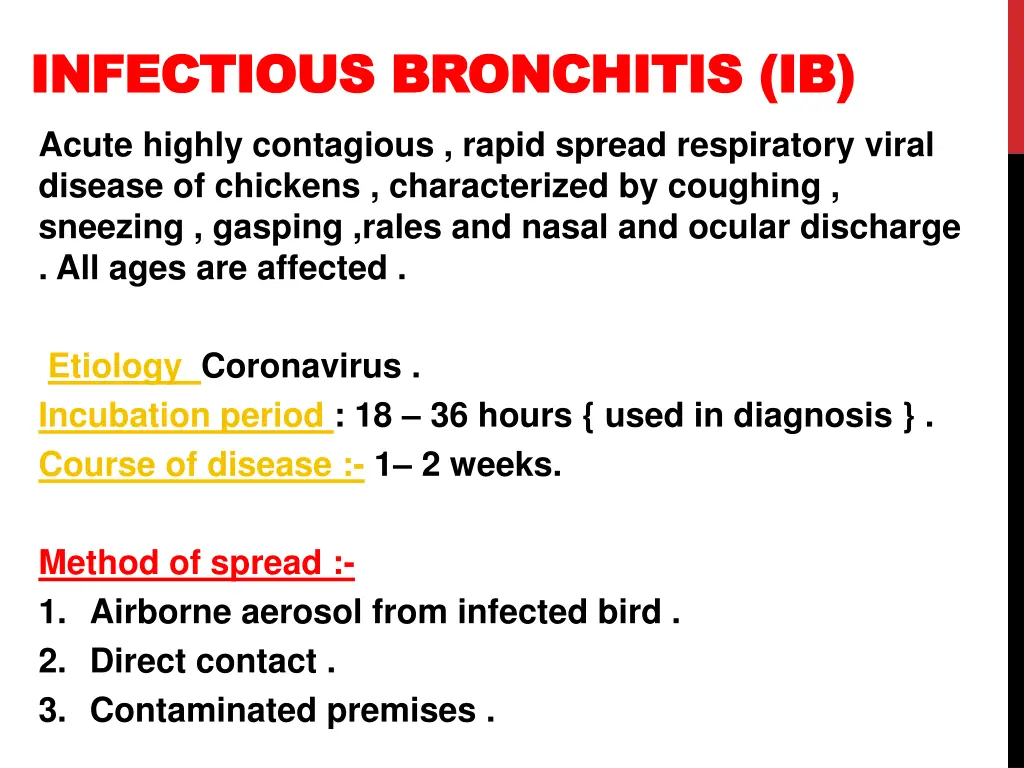 infectious bronchitis ib infectious bronchitis