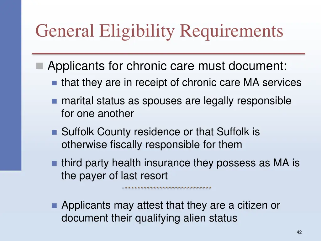 general eligibility requirements