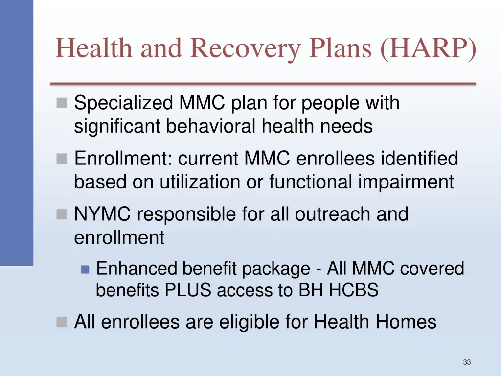 health and recovery plans harp