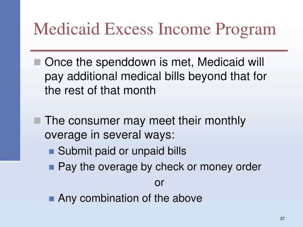 medicaid excess income program 1