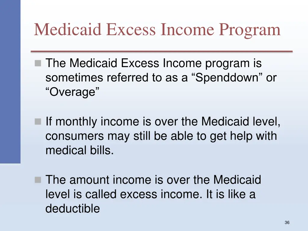 medicaid excess income program