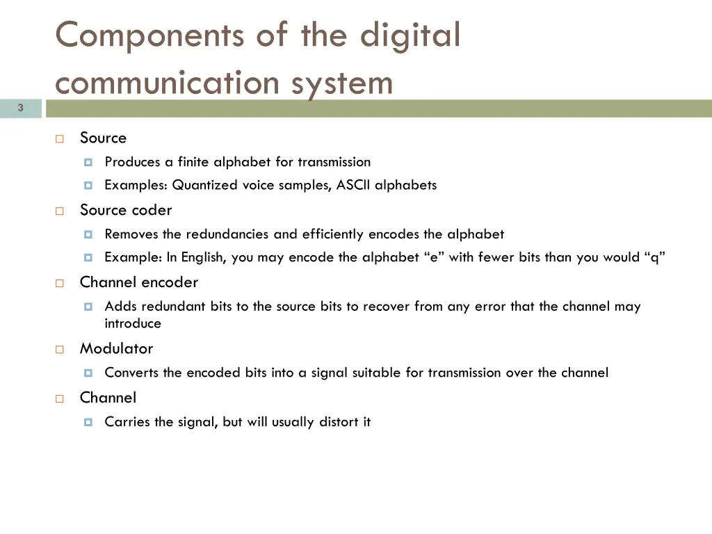 components of the digital communication system