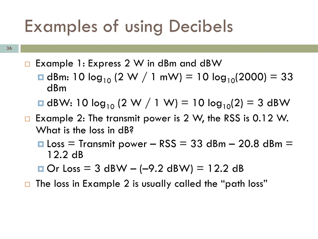 examples of using decibels