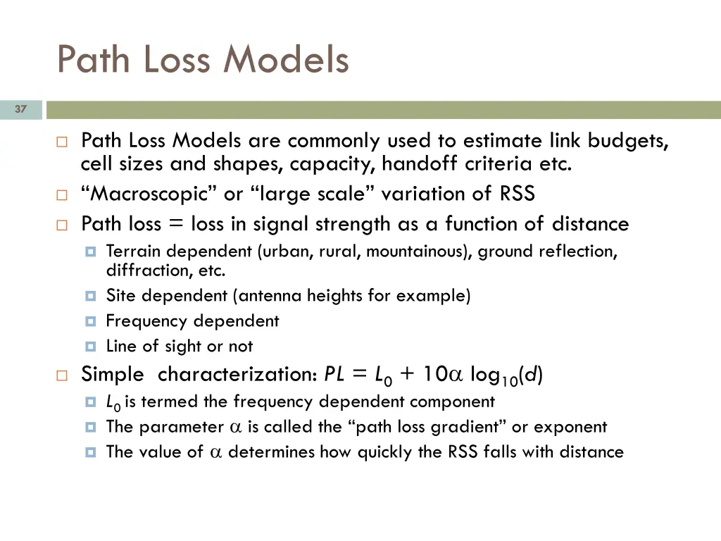 path loss models