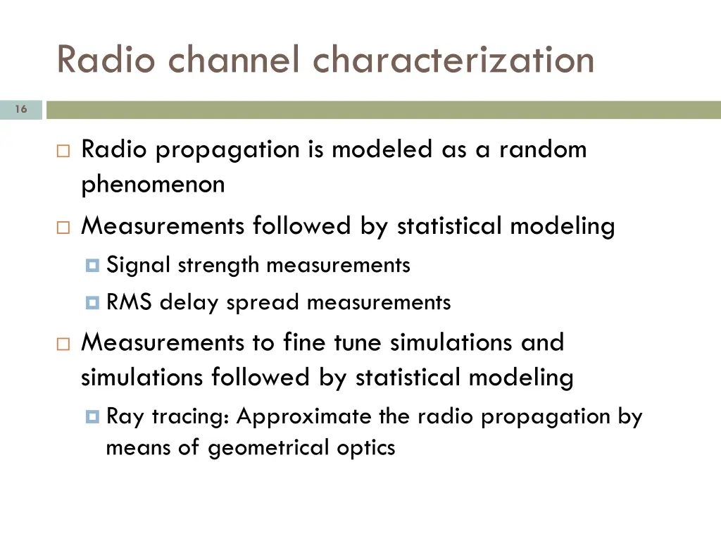 radio channel characterization