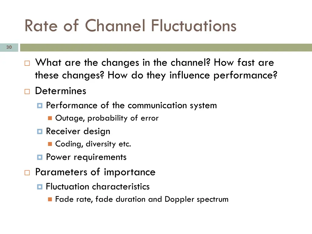rate of channel fluctuations