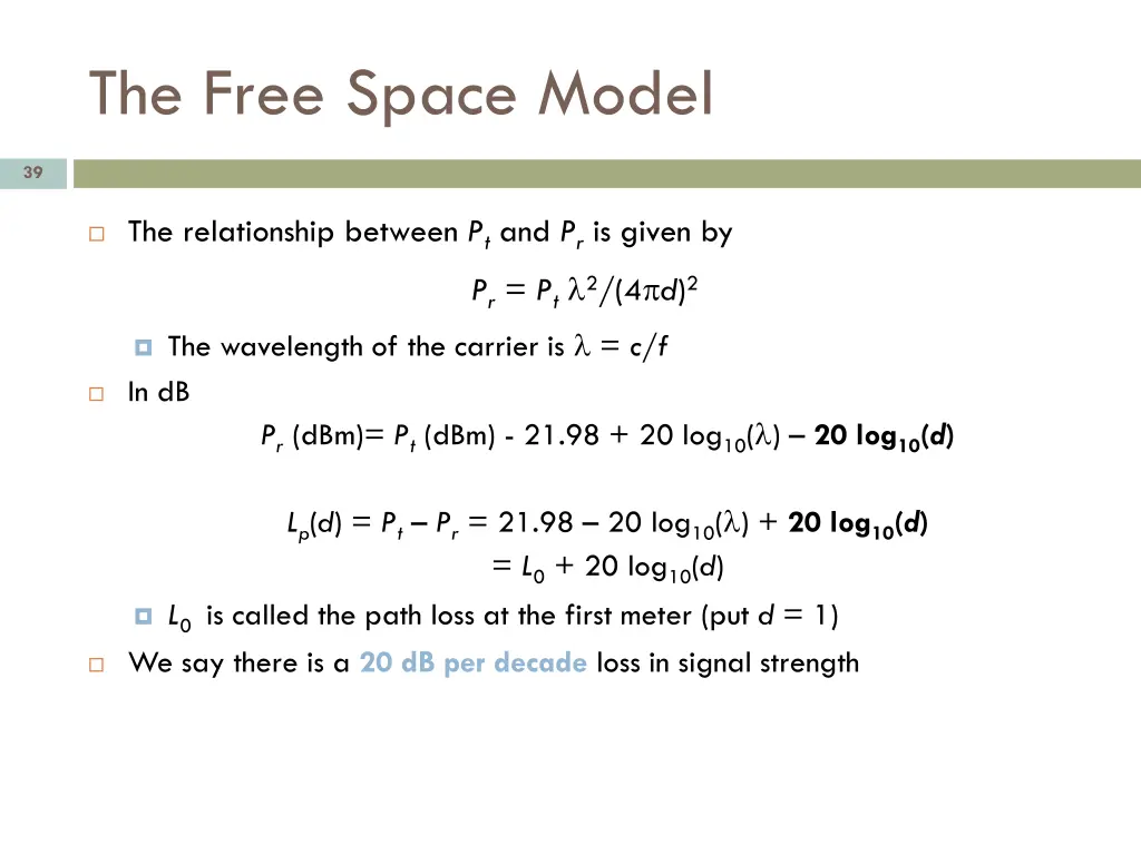 the free space model