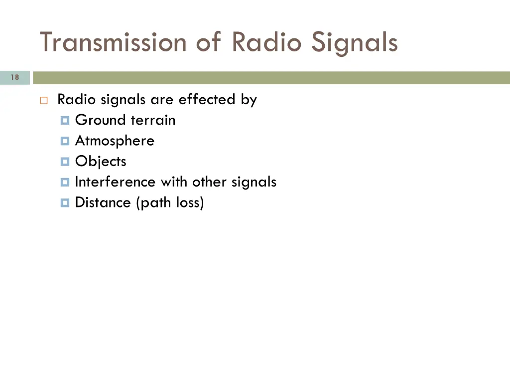 transmission of radio signals