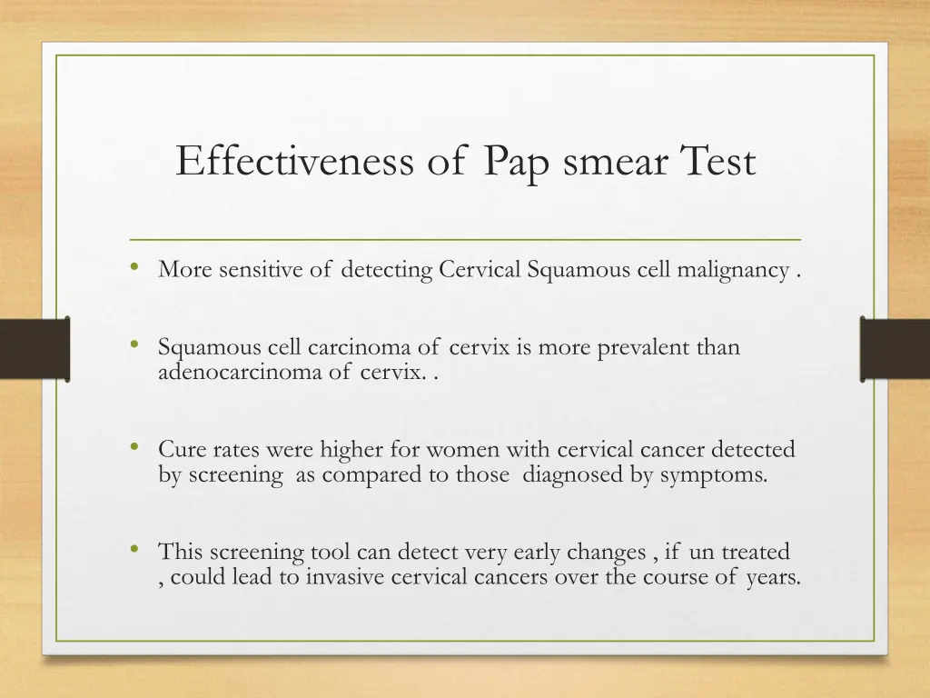 effectiveness of pap smear test