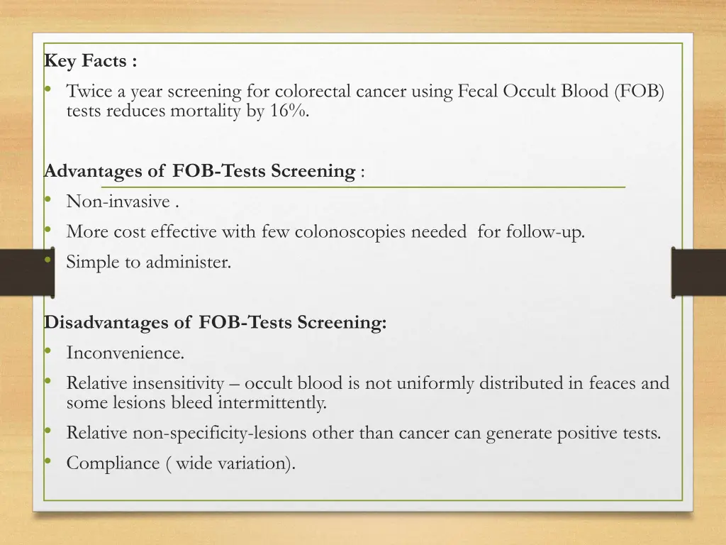 key facts twice a year screening for colorectal