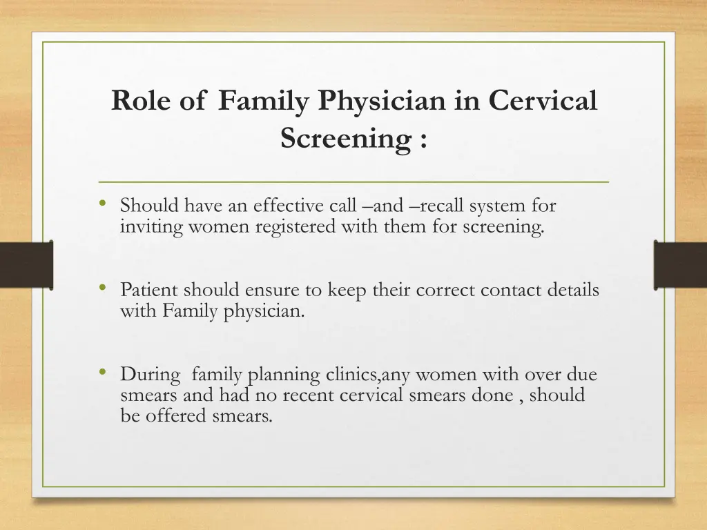 role of family physician in cervical screening