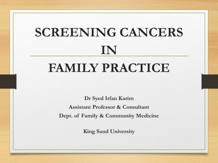 screening cancers in family practice