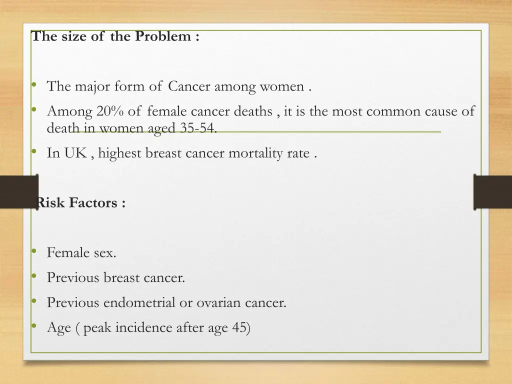 the size of the problem