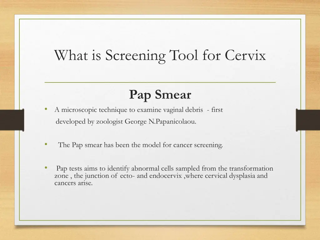 what is screening tool for cervix