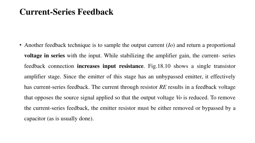 current series feedback