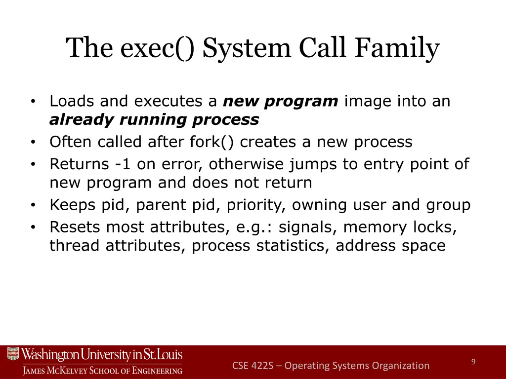 the exec system call family