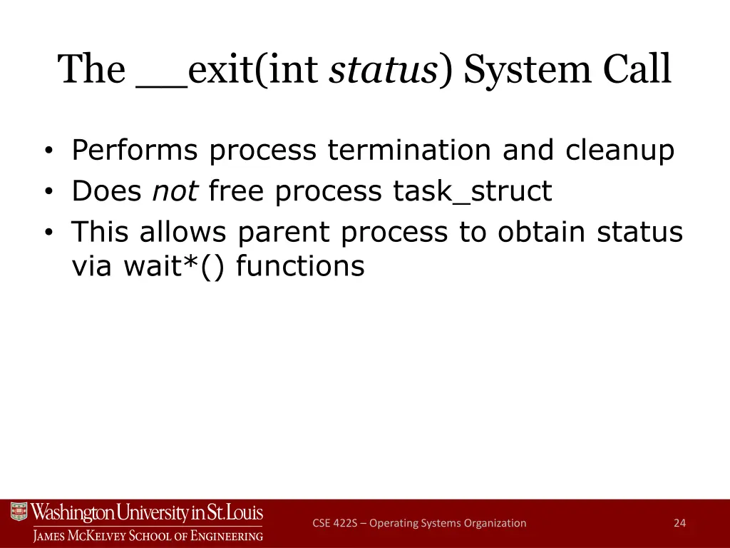 the exit int status system call