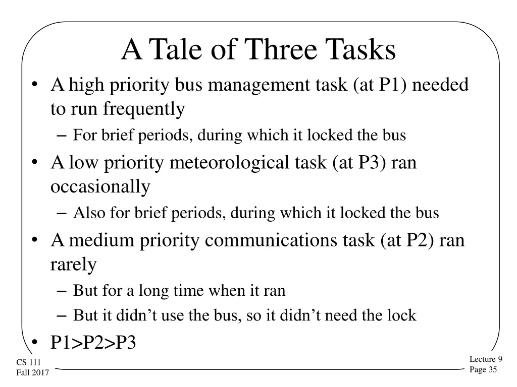 a tale of three tasks a high priority