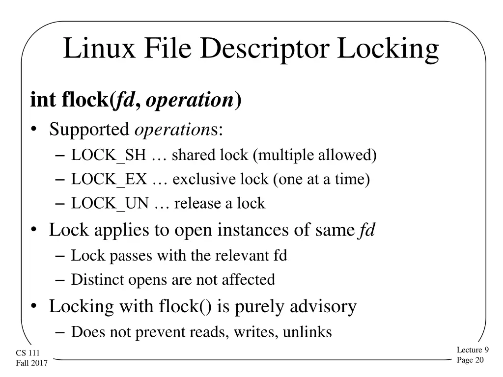 linux file descriptor locking