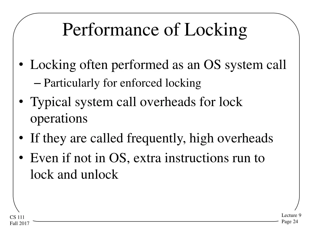 performance of locking