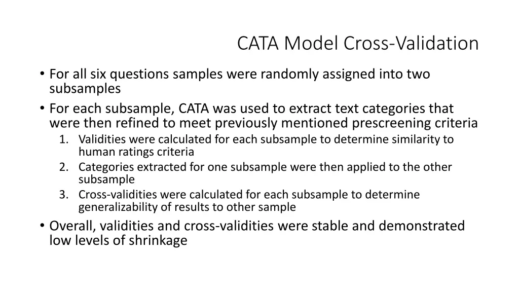 cata model cross validation