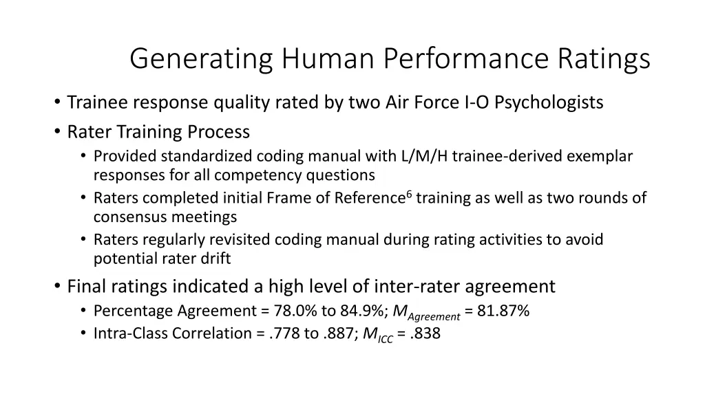 generating human performance ratings