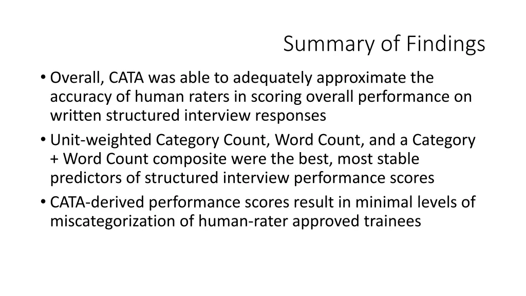 summary of findings