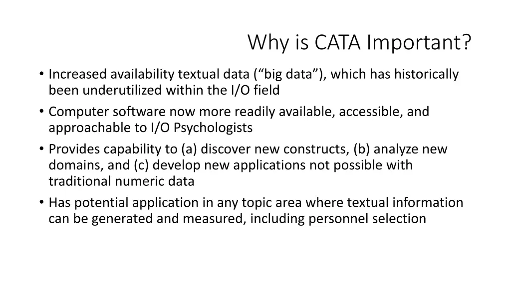 why is cata important