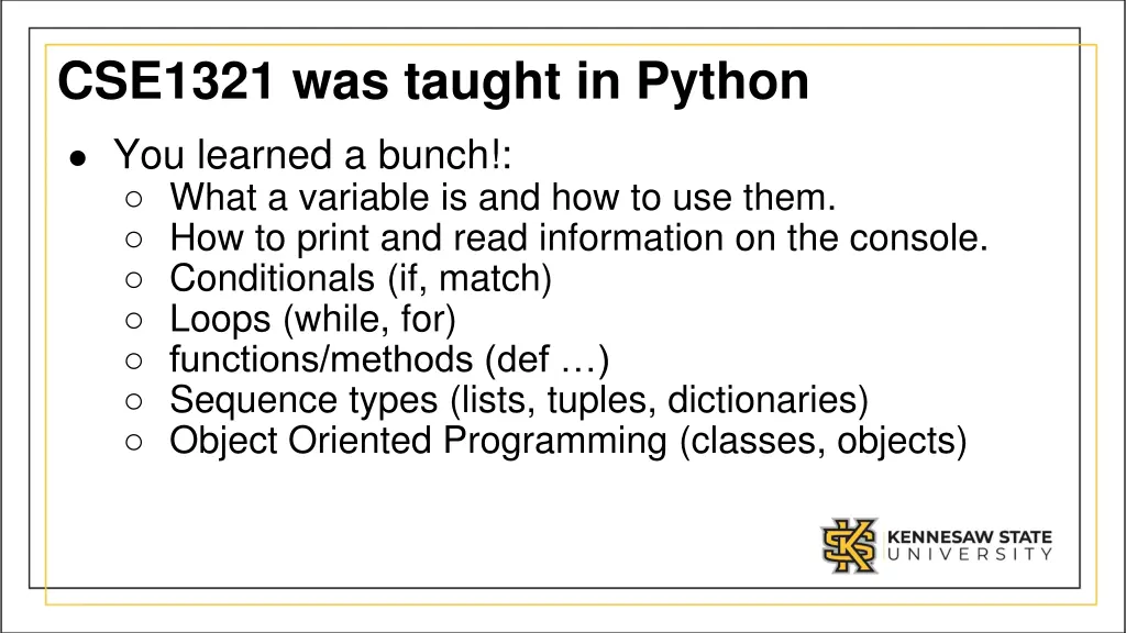 cse1321 was taught in python