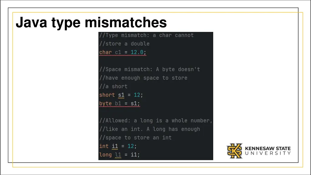java type mismatches