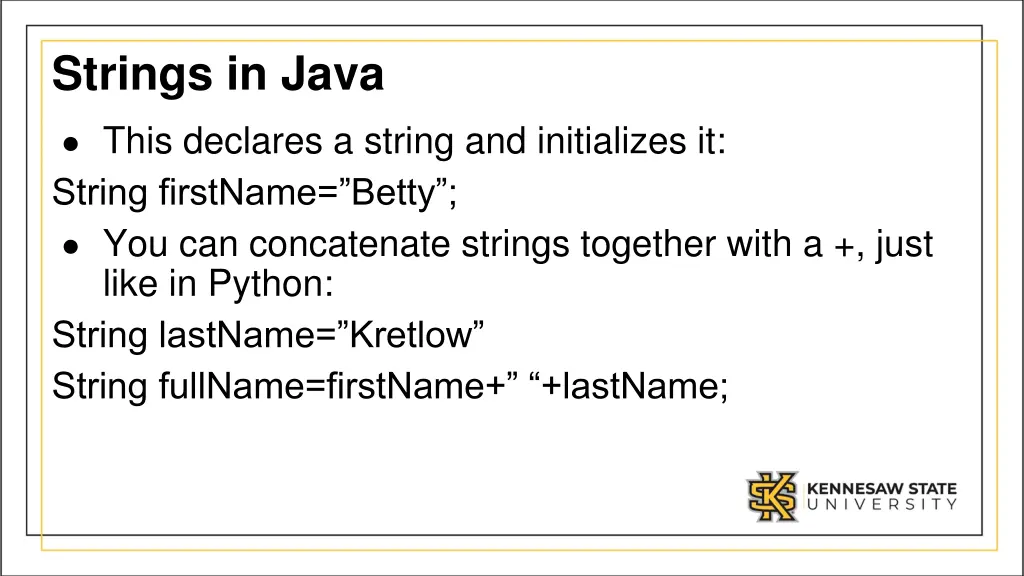 strings in java