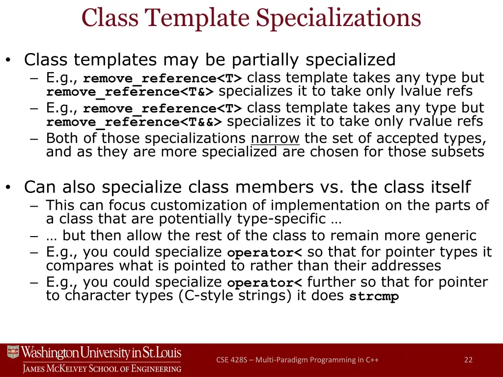 class template specializations