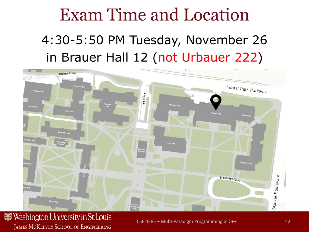 exam time and location 1