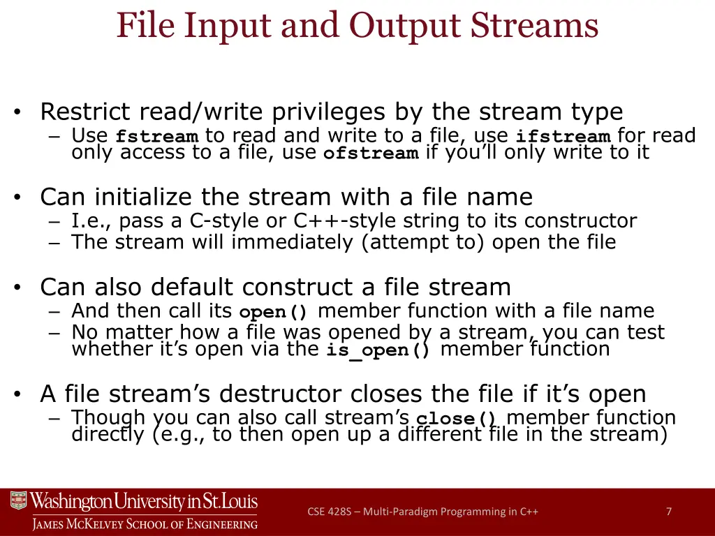 file input and output streams