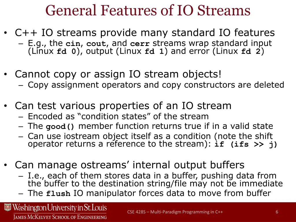 general features of io streams