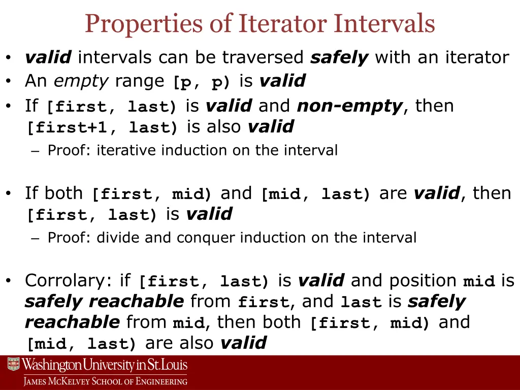 properties of iterator intervals valid intervals