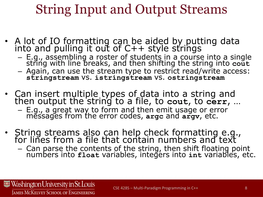 string input and output streams