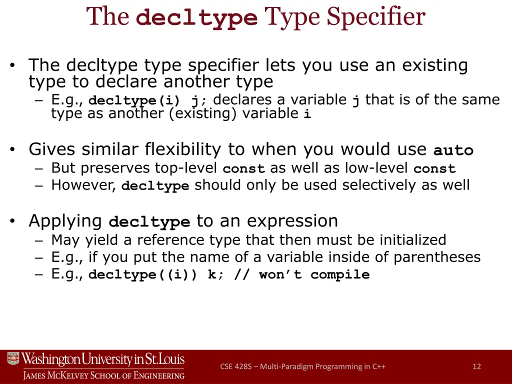 the decltype type specifier