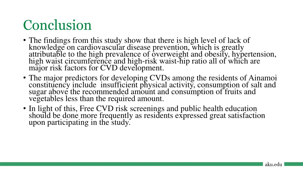 conclusion the findings from this study show that