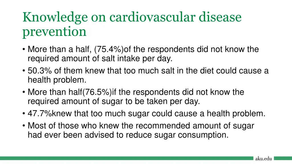 knowledge on cardiovascular disease prevention
