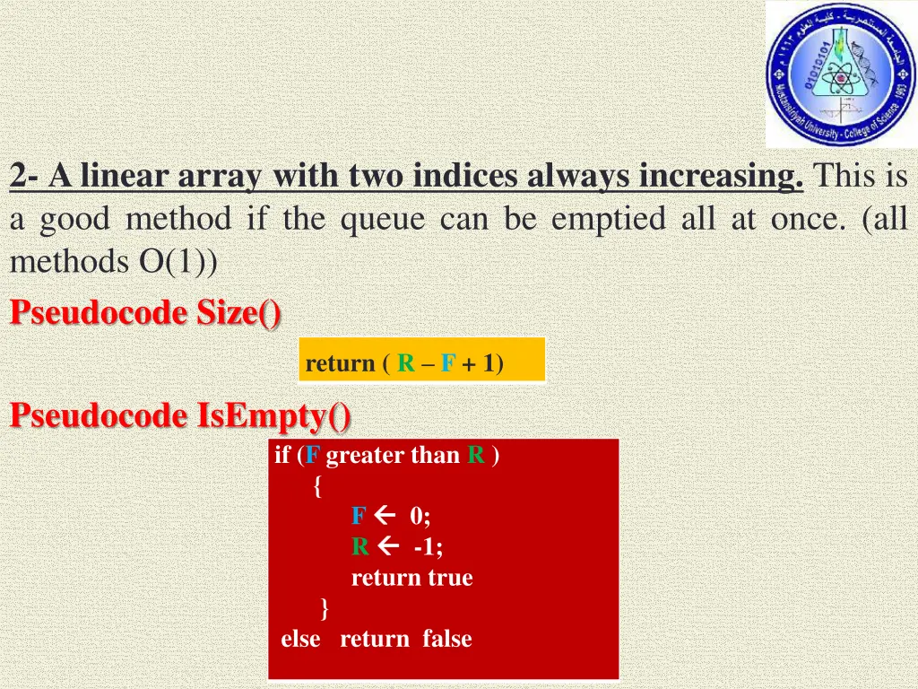 2 a linear array with two indices always