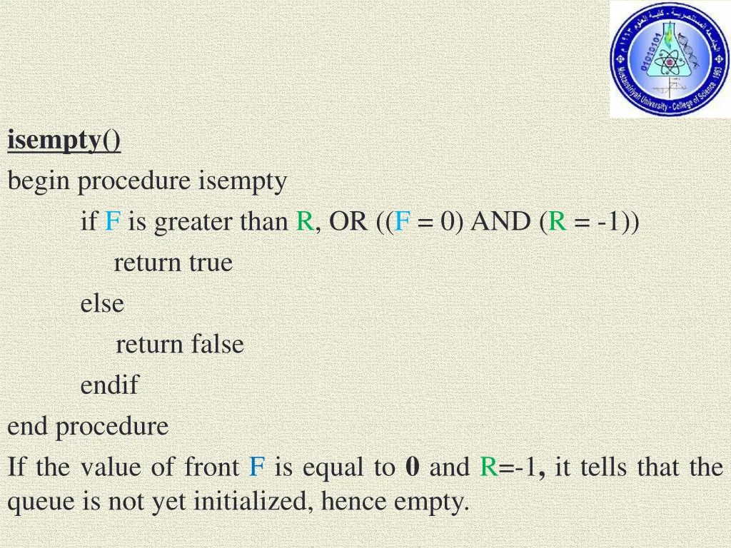 isempty begin procedure isempty if f is greater